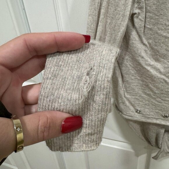 AllSaints Pirate Cropped Cardigan Wrap Merino Wool Sweater Long Sleeve US 2 UK 6 - Picture 5 of 10